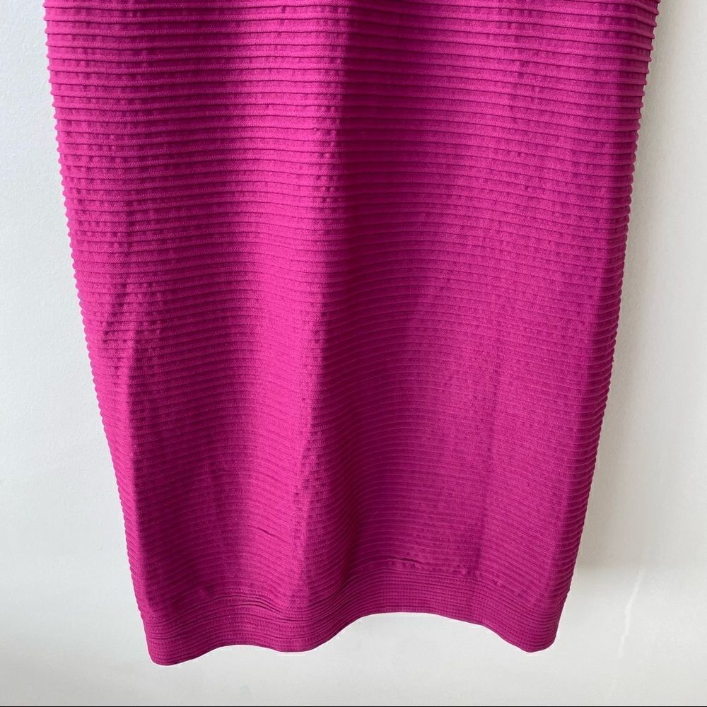 Bebe-Ribbed Deep Raspberry Party Mini Bodycon Dress (Medium/Large) - Picture 7 of 10